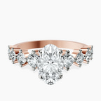 18kt Rose Gold Edna Side Stone Lab Diamond Ring front image