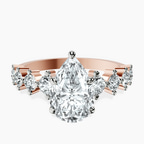 18ct Rose Gold Edna Side Stone Lab Diamond Ring front image