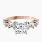 18kt Rose Gold Edna Side Stone Lab Diamond Ring front image