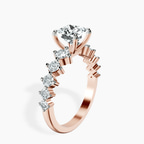 18kt Rose Gold Edna Side Stone Lab Diamond Ring standing product image one