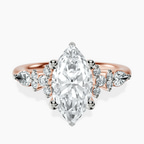 18kt Rose Gold Josephine Four Prong Side Stone Lab Diamond Ring front image