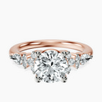10kt Rose Gold Josephine Four Prong Side Stone Lab Diamond Ring front image