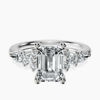 Platinum Josephine Four Prong Side Stone Lab Diamond Ring front image