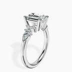 Platinum Josephine Four Prong Side Stone Lab Diamond Ring standing product image one
