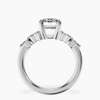 Platinum Josephine Four Prong Side Stone Lab Diamond Ring side right image one