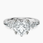 Platinum Josephine Four Prong Side Stone Lab Diamond Ring front image