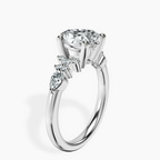 Platinum Josephine Four Prong Side Stone Lab Diamond Ring standing product image one