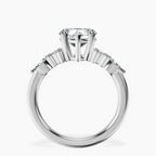 Platinum Josephine Four Prong Side Stone Lab Diamond Ring side right image one