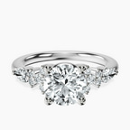 10kt White Gold Josephine Four Prong Side Stone Lab Diamond Ring front image
