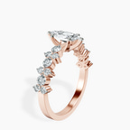 10kt Rose Gold Dorothea Side Stone Lab Diamond Ring standing product image one