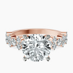 14kt Rose Gold Dorothea Side Stone Lab Diamond Ring front image