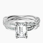 Platinum Charlotte Double Twist Side Stone Lab Diamond Ring front image