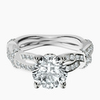18kt White Gold Charlotte Double Twist Side Stone Lab Diamond Ring front image