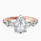14kt Rose Gold Frances Side Stone Lab Diamond Ring front image