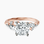 10kt Rose Gold Emmeline Crisscross Side Stone Lab Diamond Ring front image