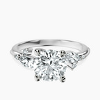 18kt White Gold Emmeline Crisscross Side Stone Lab Diamond Ring front image