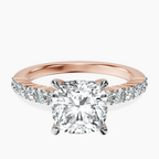 18kt Rose Gold Lottie Four Claw Side Stone Lab Diamond Ring front image