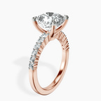 14kt Rose Gold Lottie Four Claw Side Stone Lab Diamond Ring standing product image one