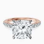 14kt Rose Gold Lottie Four Claw Side Stone Lab Diamond Ring front image