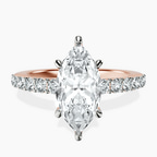 14ct Rose Gold Lottie Four Claw Side Stone Lab Diamond Ring front image