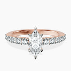 18kt Rose Gold Lottie Four Claw Side Stone Lab Diamond Ring front image