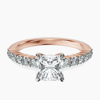 18kt Rose Gold Lottie Four Claw Side Stone Lab Diamond Ring front image