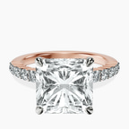18kt Rose Gold Lottie Four Claw Side Stone Lab Diamond Ring front image