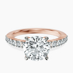 18ct Rose Gold Lottie Four Claw Side Stone Lab Diamond Ring front image