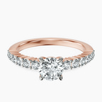 18kt Rose Gold Lottie Four Claw Side Stone Lab Diamond Ring front image