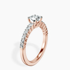 18kt Rose Gold Lottie Four Claw Side Stone Lab Diamond Ring standing product image one