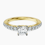 18kt Yellow Gold Lottie Four Claw Side Stone Lab Diamond Ring front image