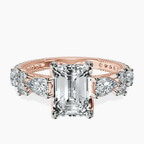 18kt Rose Gold Chrizan Round & Pear Side Stone Lab Diamond Ring front image
