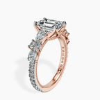 18kt Rose Gold Chrizan Round & Pear Side Stone Lab Diamond Ring standing product image one