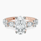 18kt Rose Gold Chrizan Round & Pear Side Stone Lab Diamond Ring front image