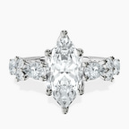 Platinum Chrizan Round & Pear Side Stone Lab Diamond Ring front image