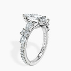 Platinum Chrizan Round & Pear Side Stone Lab Diamond Ring standing product image one