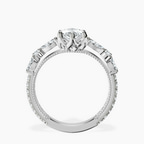 Platinum Chrizan Round & Pear Side Stone Lab Diamond Ring side right image one