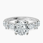 10kt White Gold Chrizan Round & Pear Side Stone Lab Diamond Ring front image