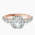 10kt Rose Gold Rachel Halo Side Stone Lab Diamond Ring front image