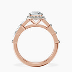 10kt Rose Gold Rachel Halo Side Stone Lab Diamond Ring side right image one