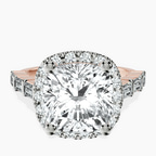 18kt Rose Gold Rachel Halo Side Stone Lab Diamond Ring front image