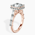 18kt Rose Gold Rachel Halo Side Stone Lab Diamond Ring standing product image one
