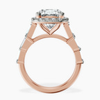 18kt Rose Gold Rachel Halo Side Stone Lab Diamond Ring side right image one