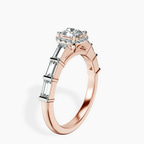18kt Rose Gold Rachel Halo Side Stone Lab Diamond Ring standing product image one