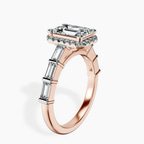 18ct Rose Gold Rachel Halo Side Stone Lab Diamond Ring standing product image one