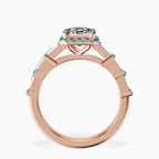 18ct Rose Gold Rachel Halo Side Stone Lab Diamond Ring side right image one