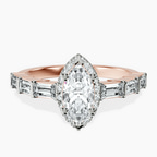 10kt Rose Gold Rachel Halo Side Stone Lab Diamond Ring front image