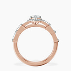 10kt Rose Gold Rachel Halo Side Stone Lab Diamond Ring side right image one