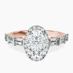 10kt Rose Gold Rachel Halo Side Stone Lab Diamond Ring front image