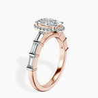 10kt Rose Gold Rachel Halo Side Stone Lab Diamond Ring standing product image one